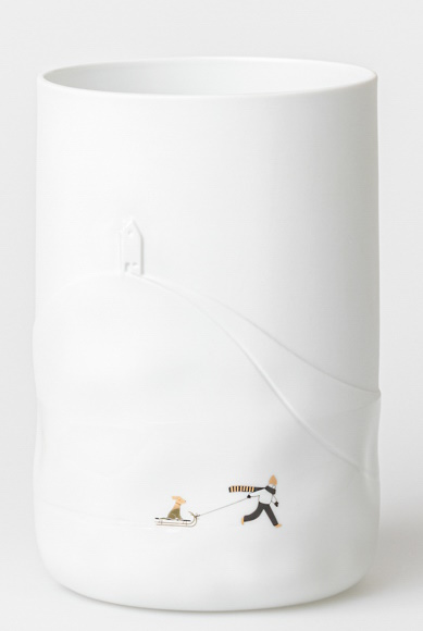 Jour de neige Vase Chien de traîneau Roues