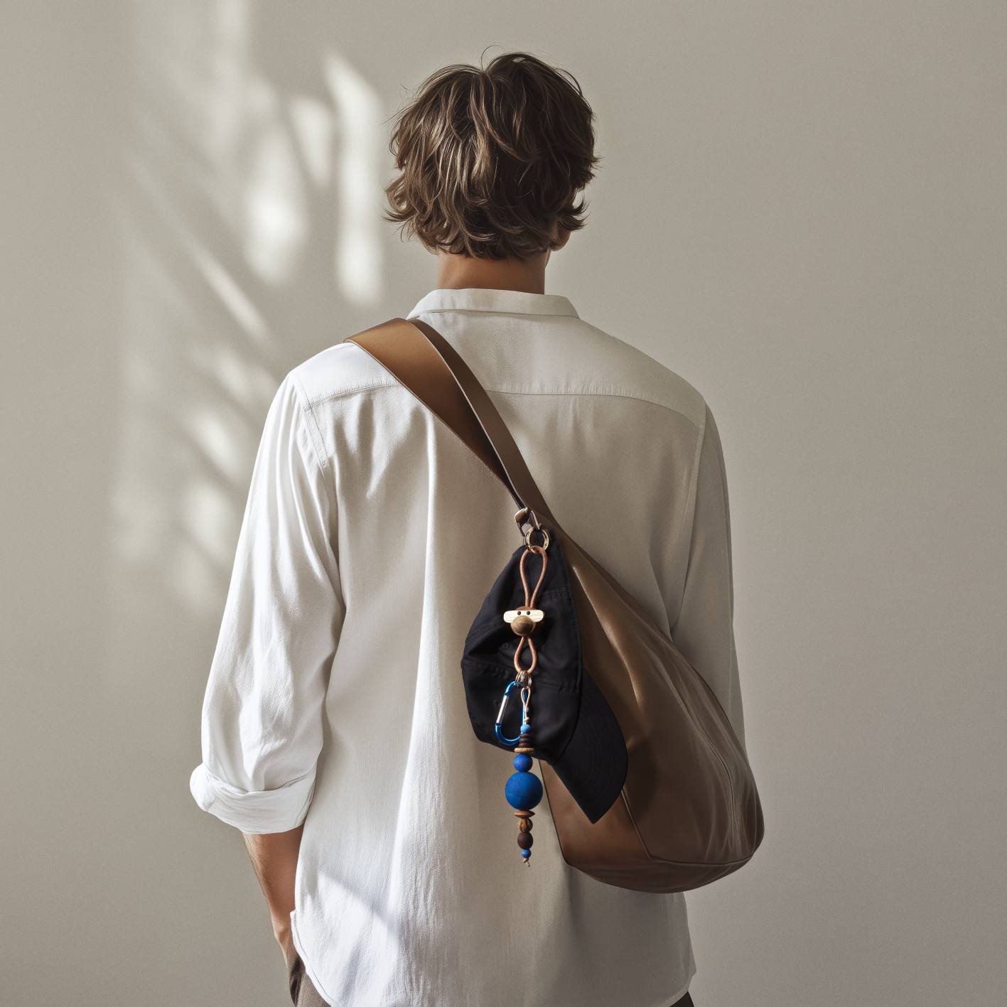 Singe porte-clés métal doré avec cuir naturel Kay Bojesen