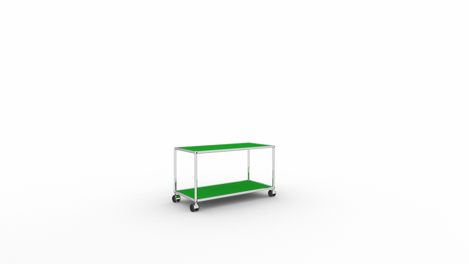 USM Haller TV Möbel in Grün mit Rollen, modernes Design für Wohnzimmer oder Büro.