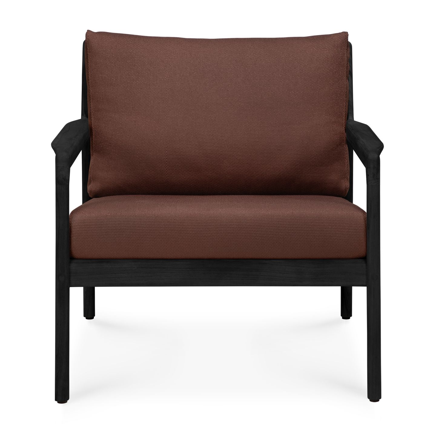 Fauteuil de jardin Jack Outdoor Lounge Chair en teck laqué noir et bordeaux Ethnicraft