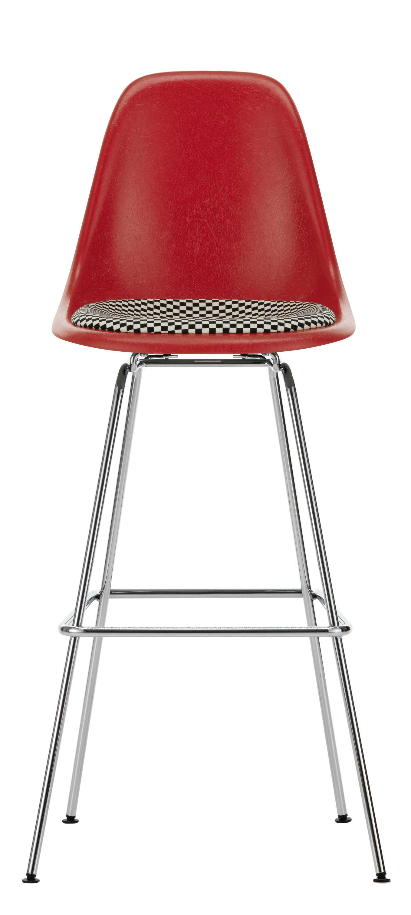 Eames Fiberglass Bar Stool High Tabouret de bar avec coussin d'assise Vitra 