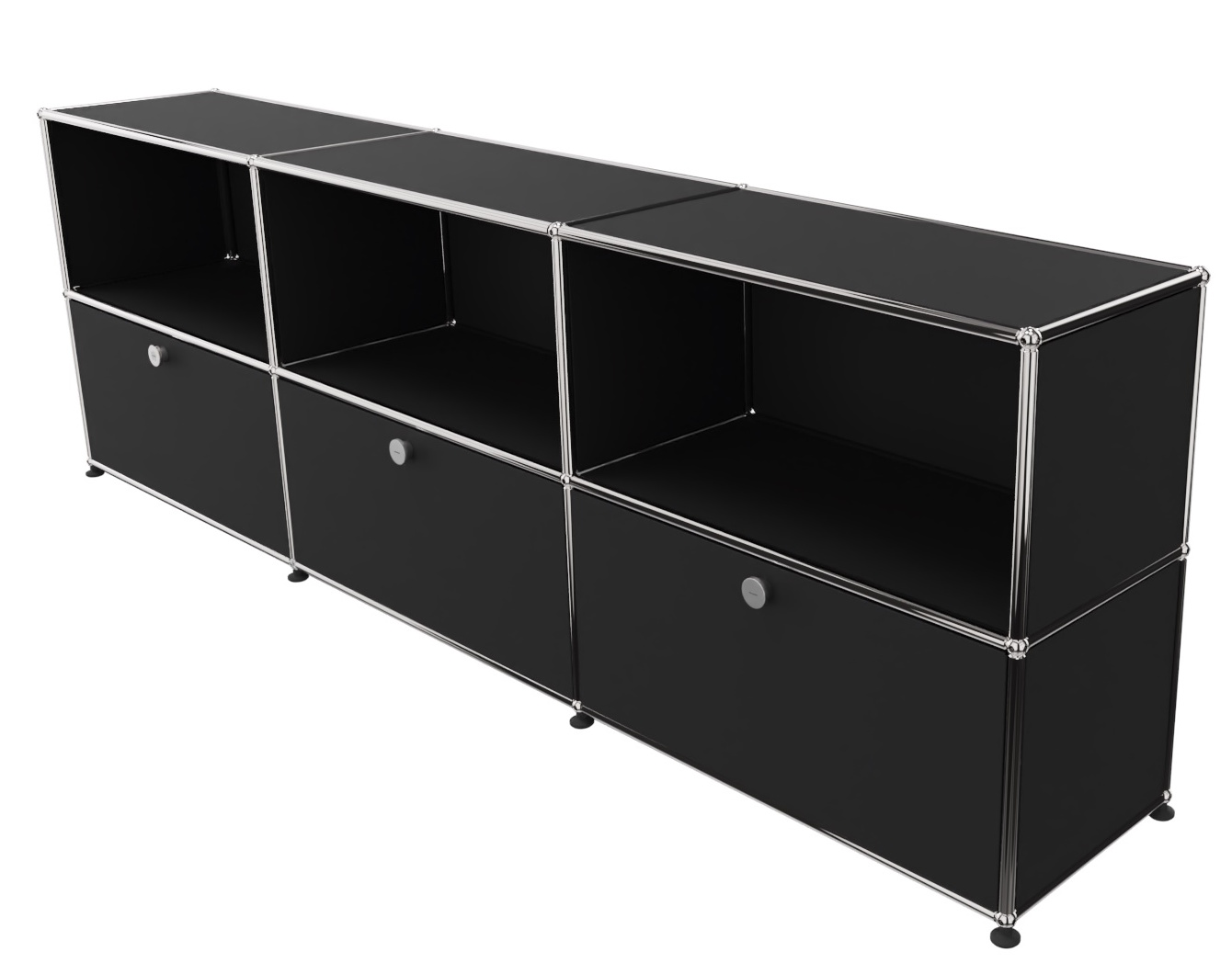 USM Haller Sideboard 3 Open / 3 Flaps Noir graphite - FAST DELIVERY     