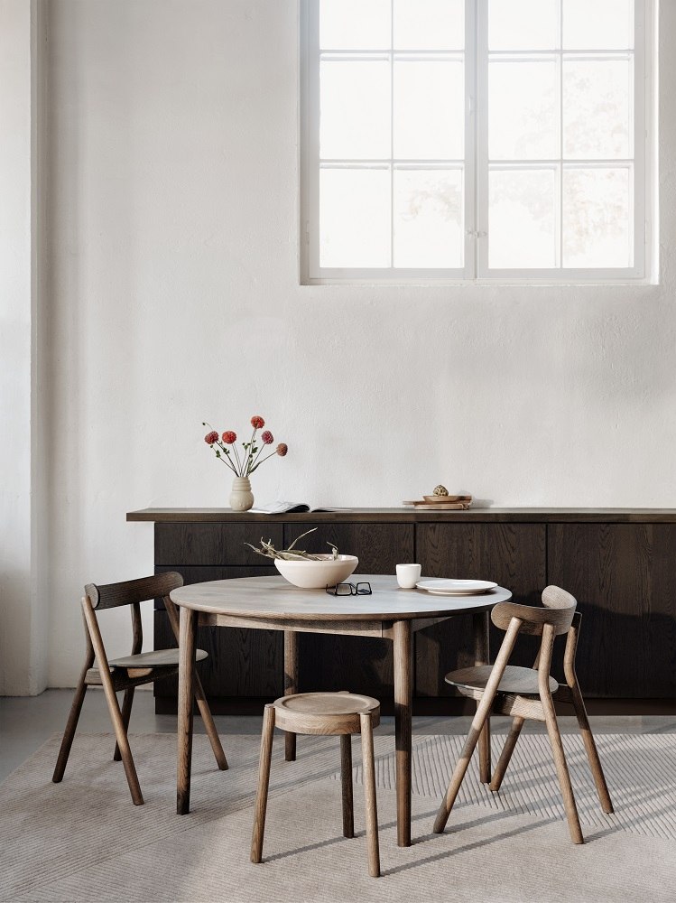Expand Circular Dining table Table ronde / Table extensible Northern chêne fumé