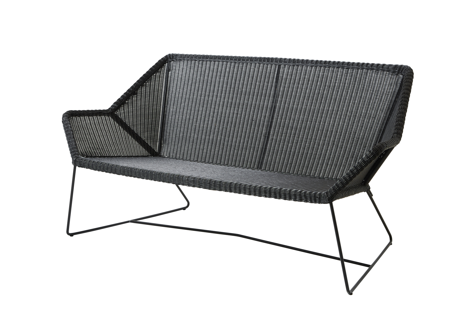 Breeze salon extérieur canapé noir Cane-Line Schwarzes Cane-Line Breeze Loungesofa für den Außenbereich, moderne Gartenmöbel mit minimalistischem Design.