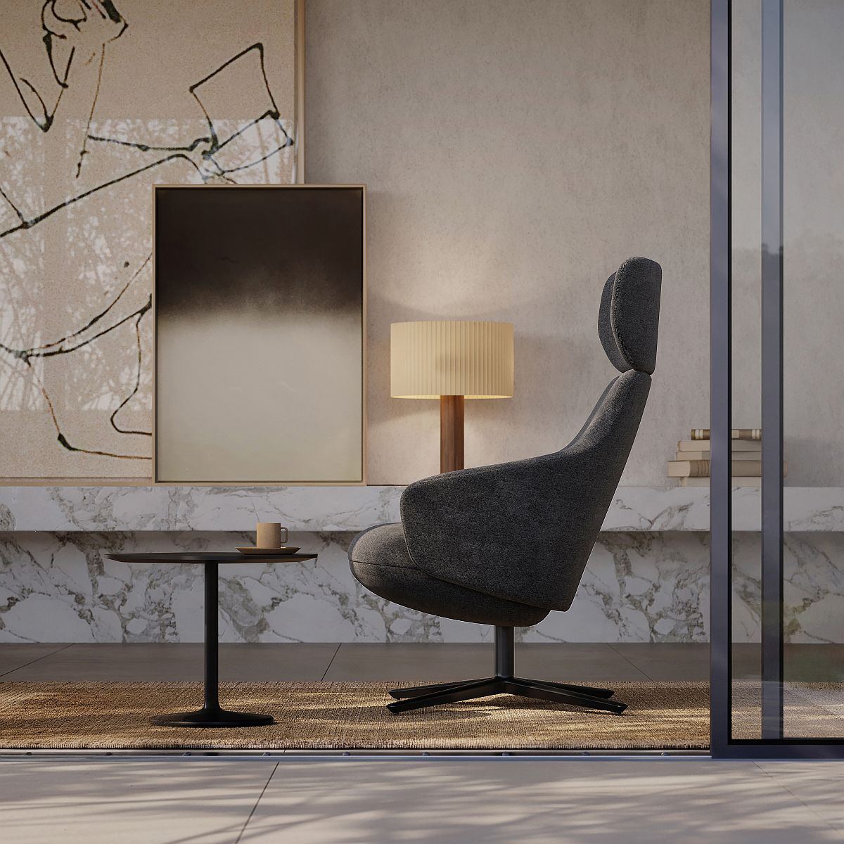 Calma BU2332 Lounge Chair fauteuil pivotant Andreu World