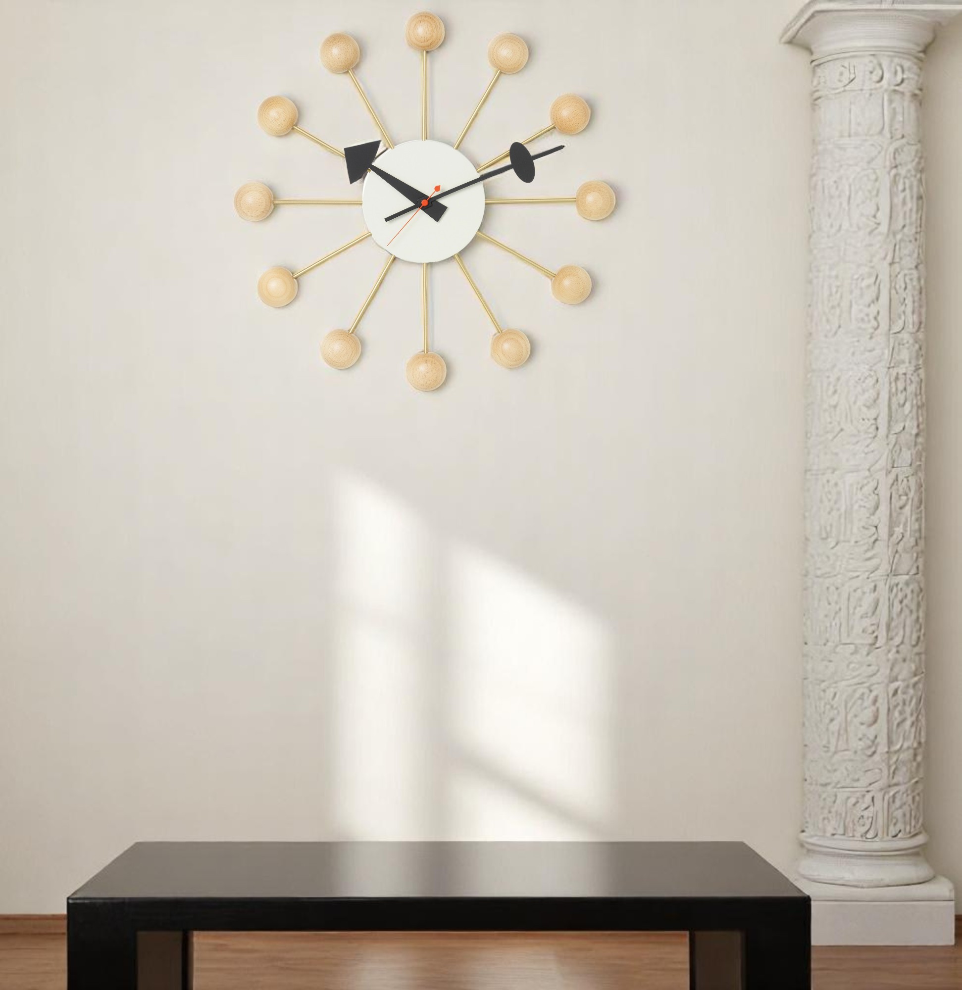 Ball Clock Horloge Murale natur Vitra