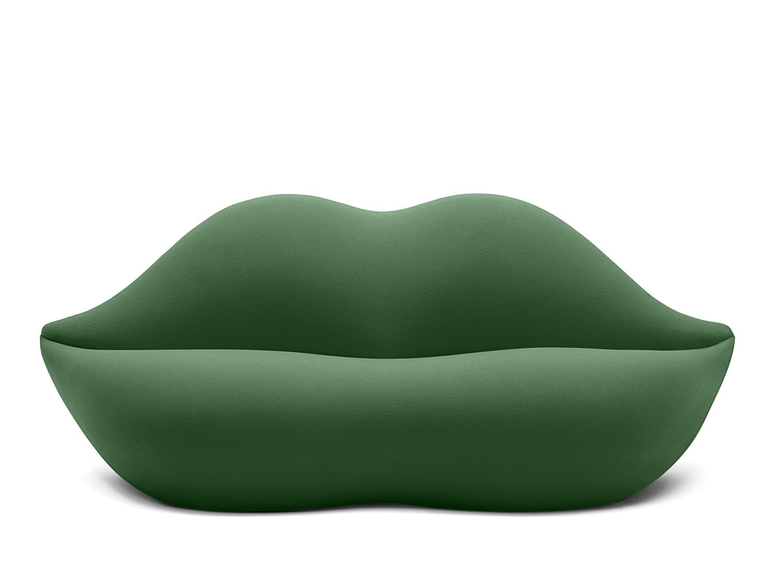 Grünes Bocca Sofa in Lippenform. Design Sofa für Wohnzimmer und Lounge Bereiche.