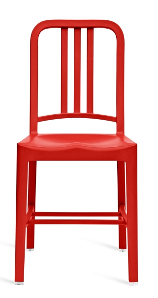111 Navy Chair Chaise Emeco Red Roter 111 Navy Chair Stuhl von Emeco: Moderner Designstuhl aus recyceltem Material für Wohnen und Büro.