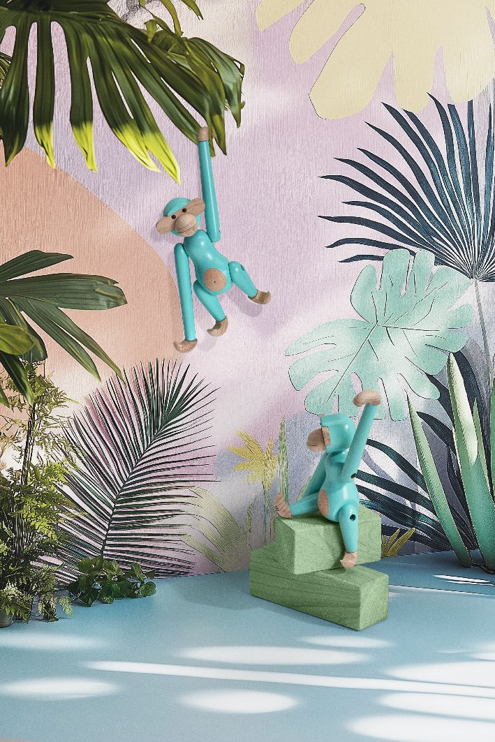 Singe mini coloré Kay Bojesen turquoise