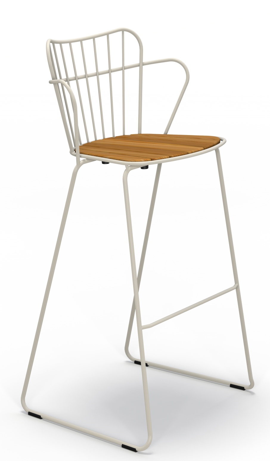 Paon Outdoor Bar stool Tabouret de bar Houe blanc Weißer Paon Barhocker von Houe für den Außenbereich mit Armlehnen und Holz-Sitzfläche.