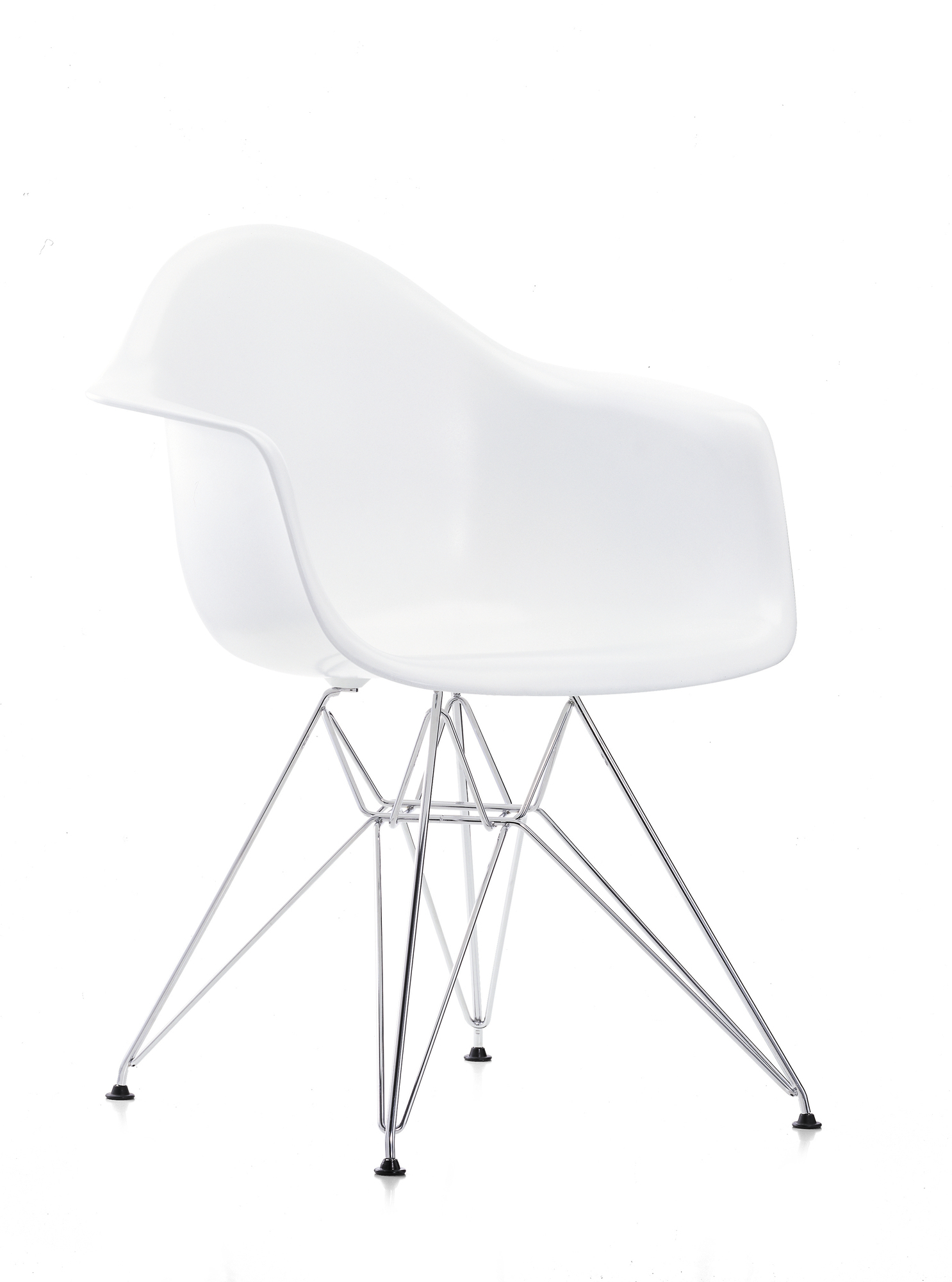 Eames Plastic Arm Chair DAR Chaise Vitra Chromé - Blanc