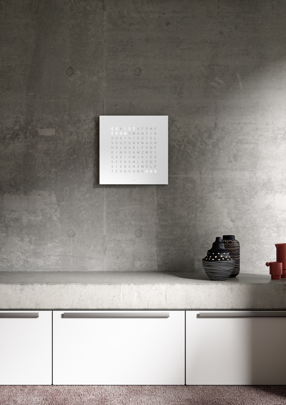 Earth 45 Steel Series Horloge murale / Objet temporel Allemande QLOCKTWO