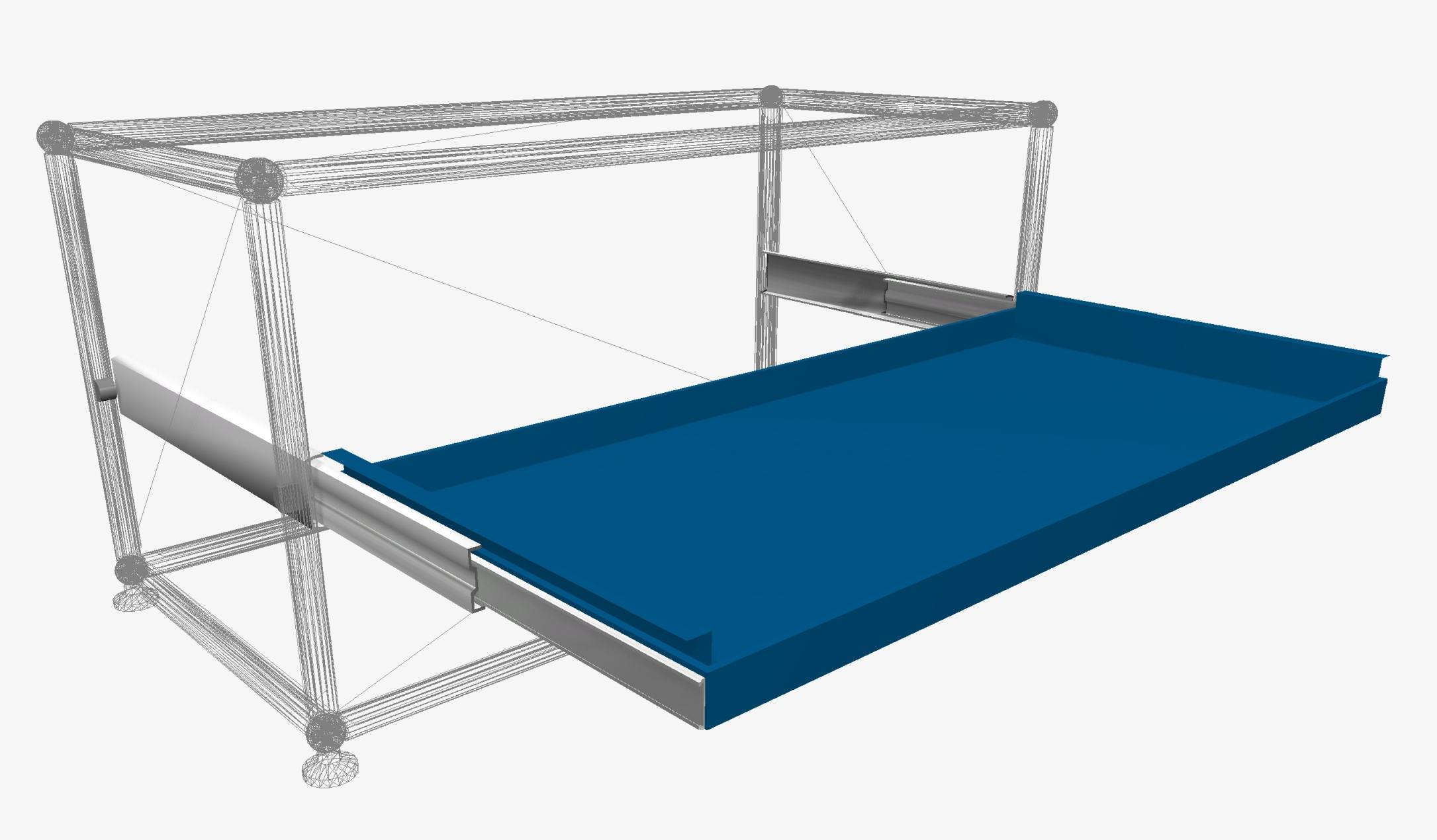USM Haller Ausziehtablar in Enzianblau, Ersatzteil für modulare Möbel, 75x50 cm, Detailansicht.