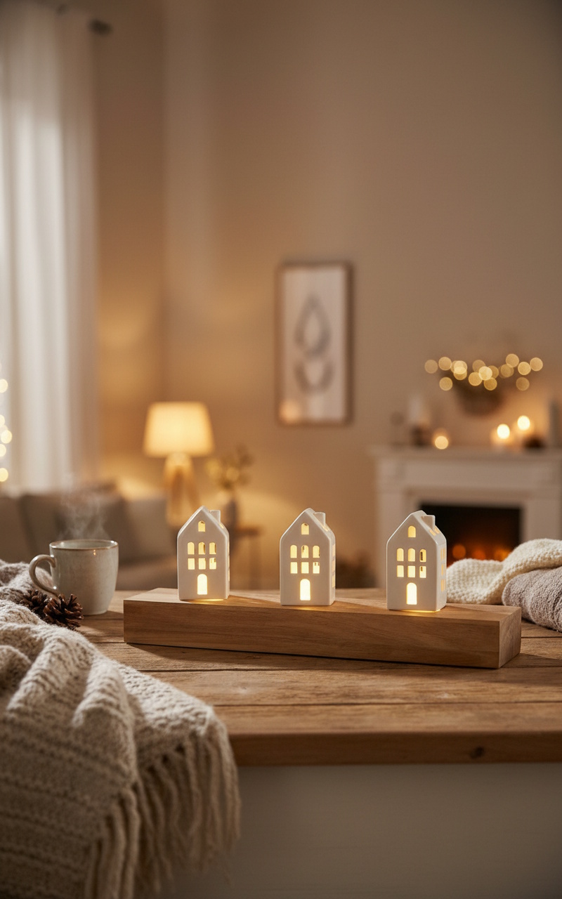 Barre lumineuse à LED / barre en bois 3 pièces pour les maisons lumineuses Poesielicht et les cornets lumineux Roues  
