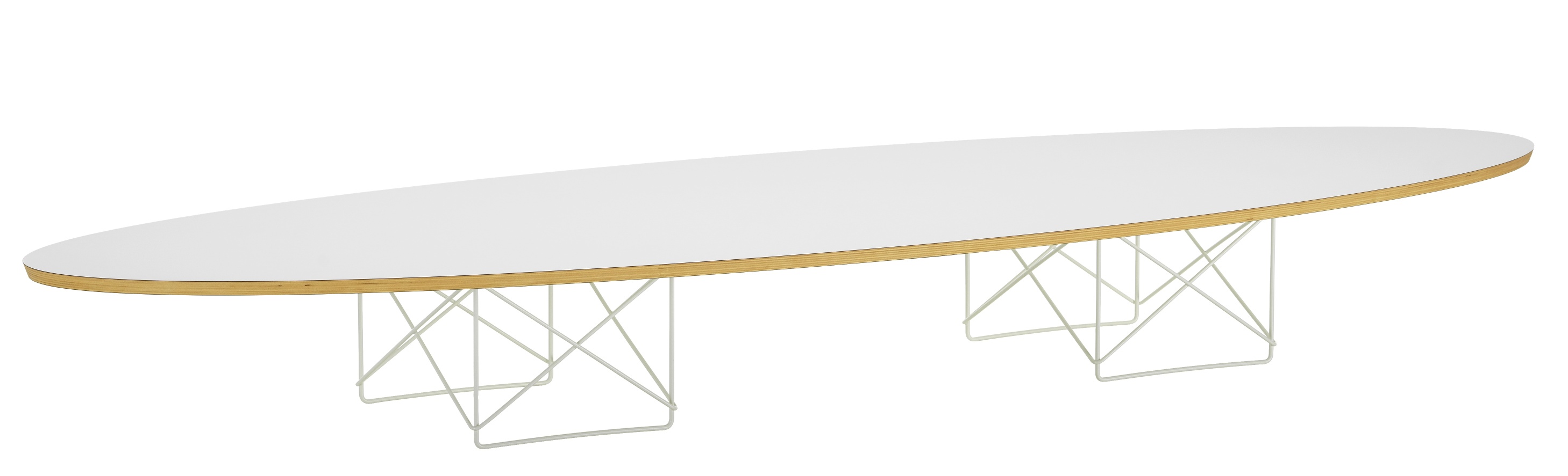 Elliptical Table ETR Table Eames / table basse Vitra HPL blanc, piétement blanc revêtu par poudre
