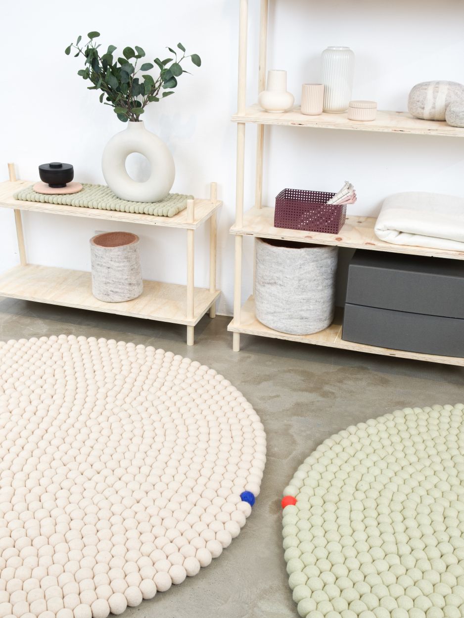 Big One Rund Tapis en feutre Ø 300 cm myfelt Beige vert