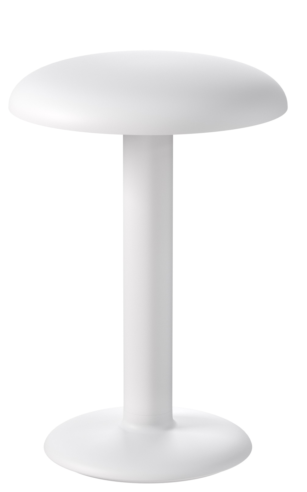 Weiße, pilzförmige Gustave Akkuleuchte von Flos mit mattem Finish, Tischleuchte für Innenräume.