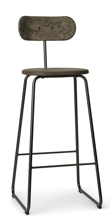  Earth Stool Tabouret de bar avec dossier Mater Waste foncé H 99 cm