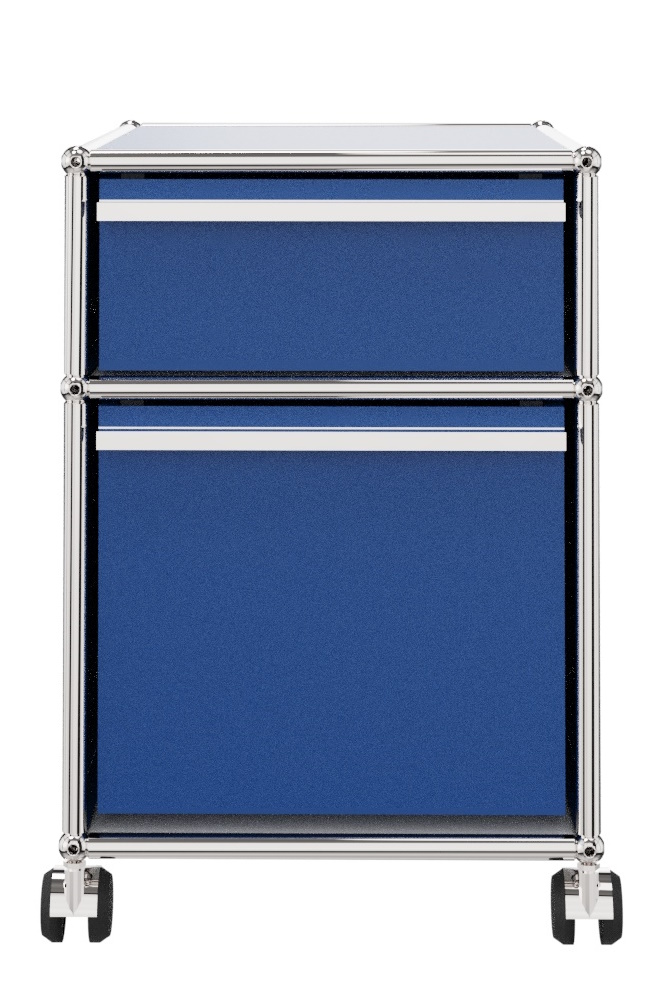 USM Haller Rollcontainer mit Hängeregistratur – enzianblau