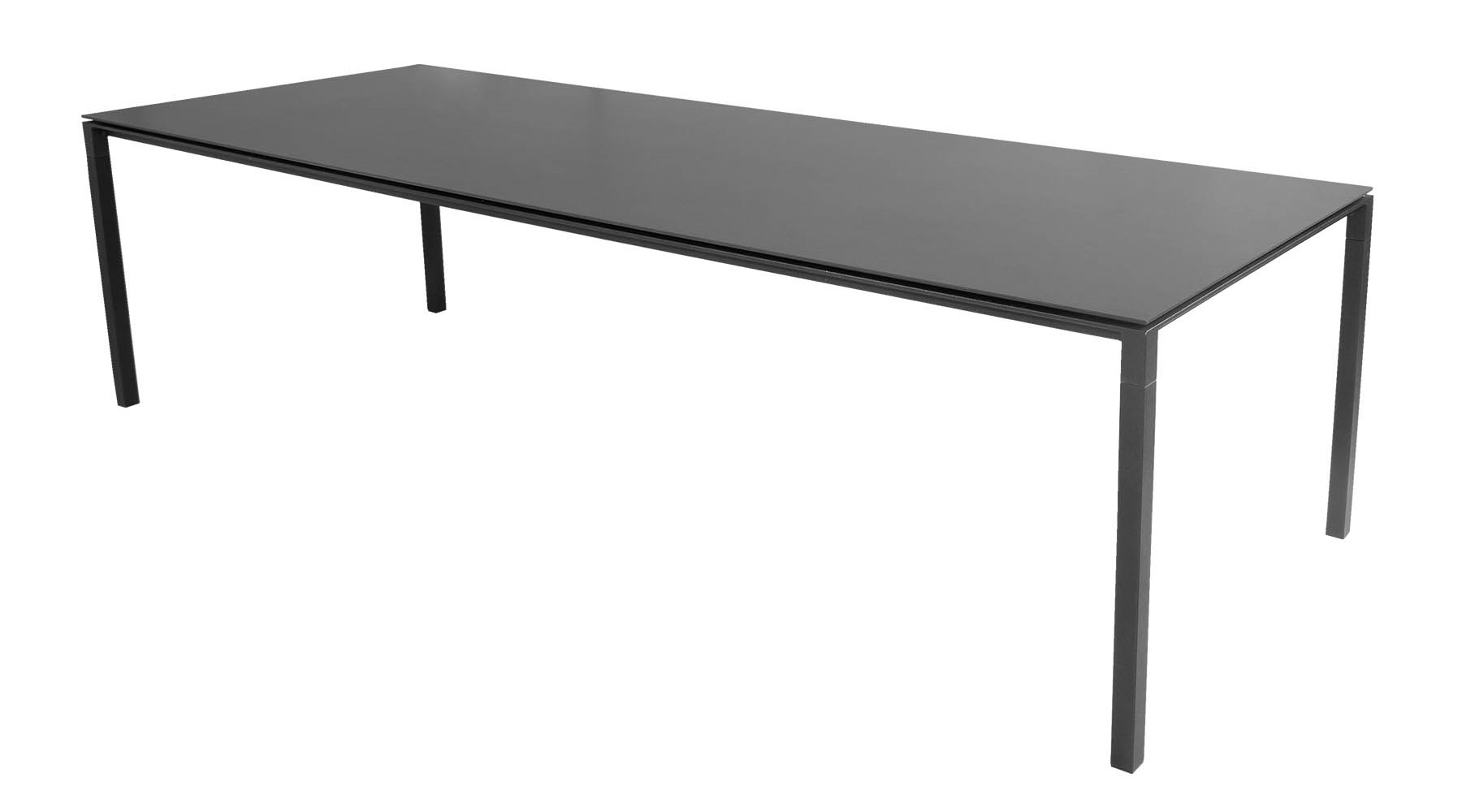 Pure Outdoor Esstisch mit lavagrauem Gestell und schwarzer Tischplatte für den Garten.