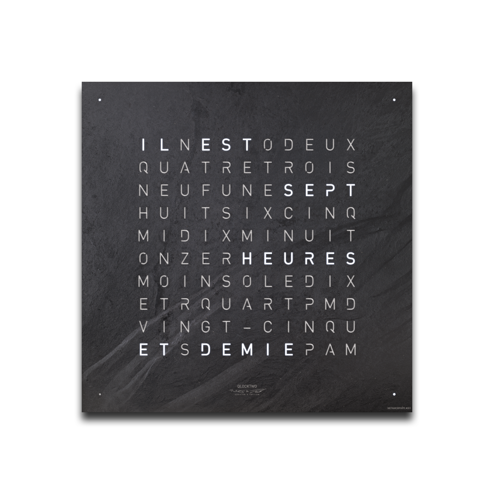 Cache avant pour l'horloge murale Earth 45 Français QLOCKTWO