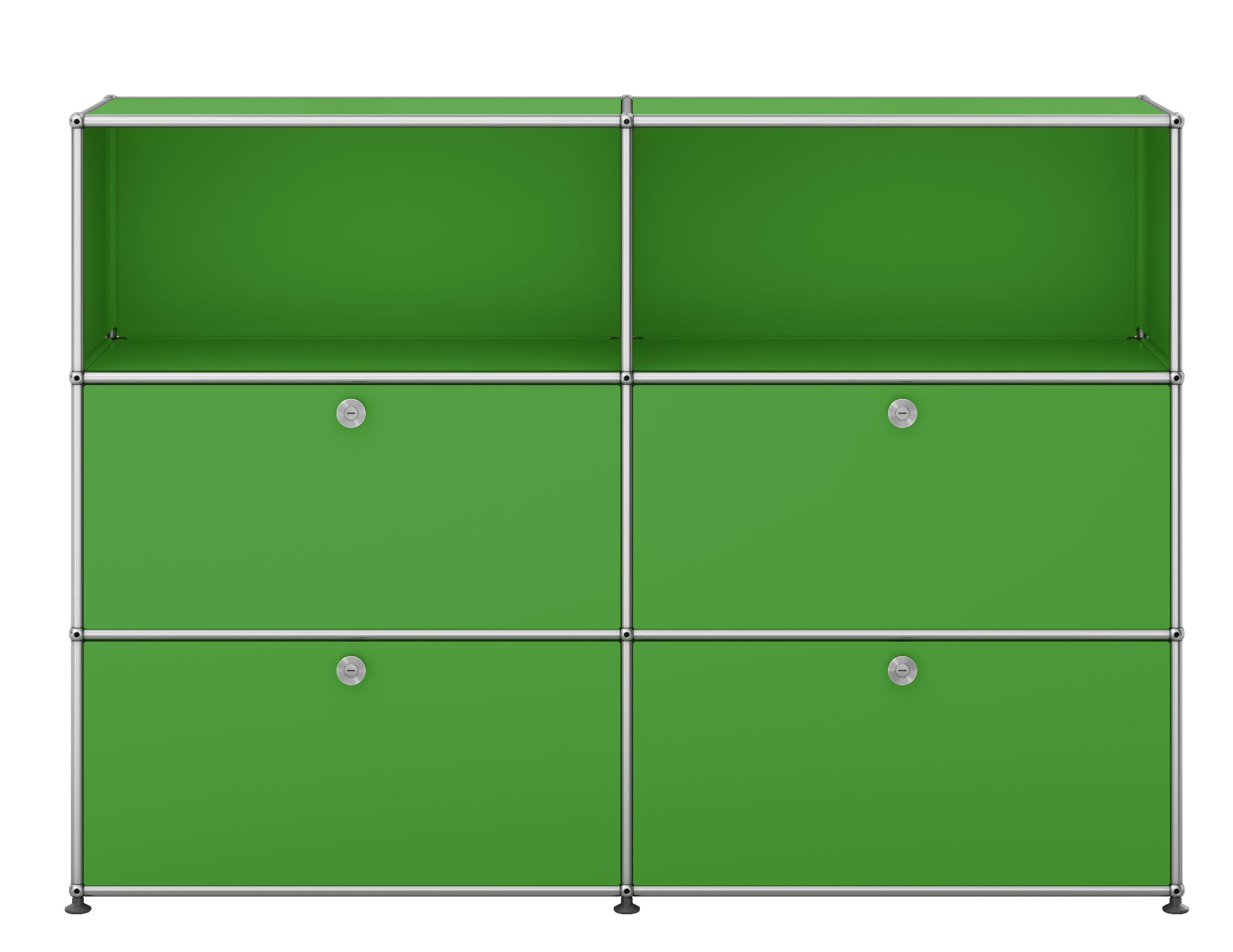 USM Haller Armoire haute 4 portes / 2 ouvertes Verte