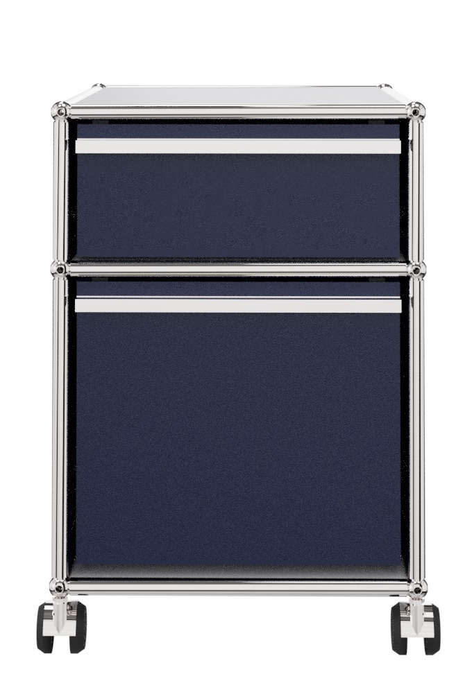 USM Haller Rollcontainer mit Hängeregistratur – stahlblau