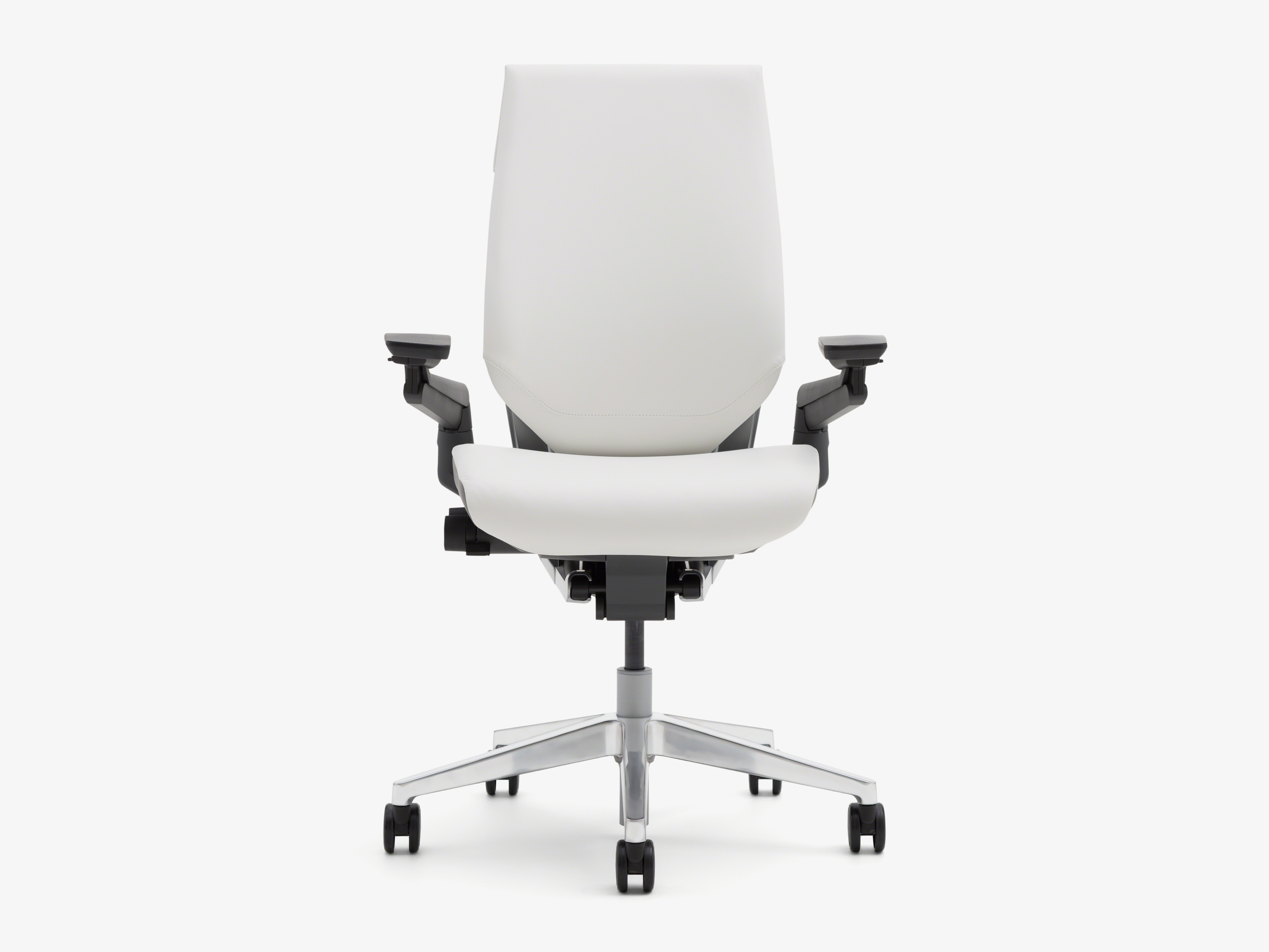 Weißer Steelcase Gesture Bürostuhl mit Stoffbezug, ergonomischer Drehstuhl für komfortables Sitzen.