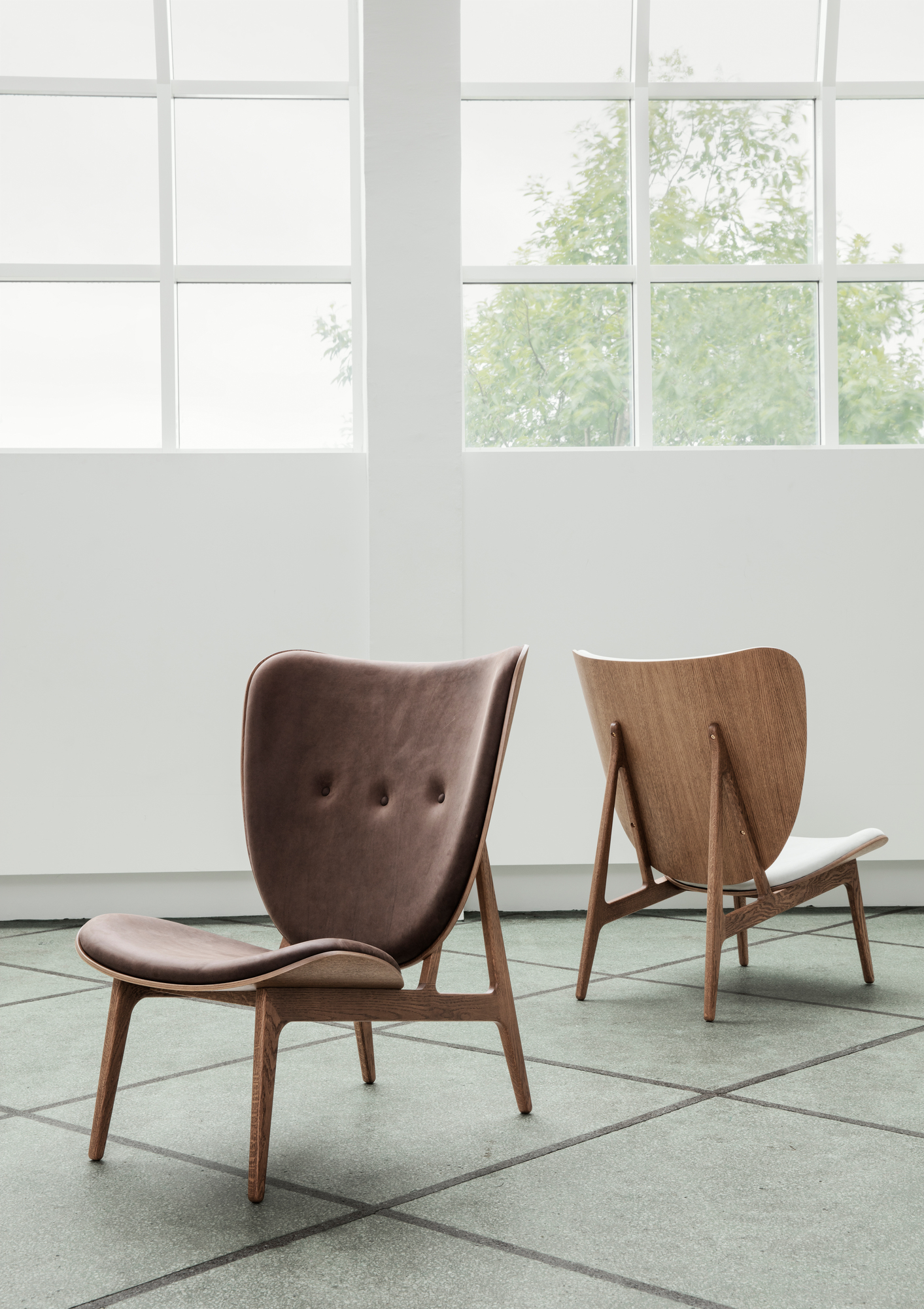 Fauteuil Elephant Lounge chêne naturel / cuir Dunes Camel