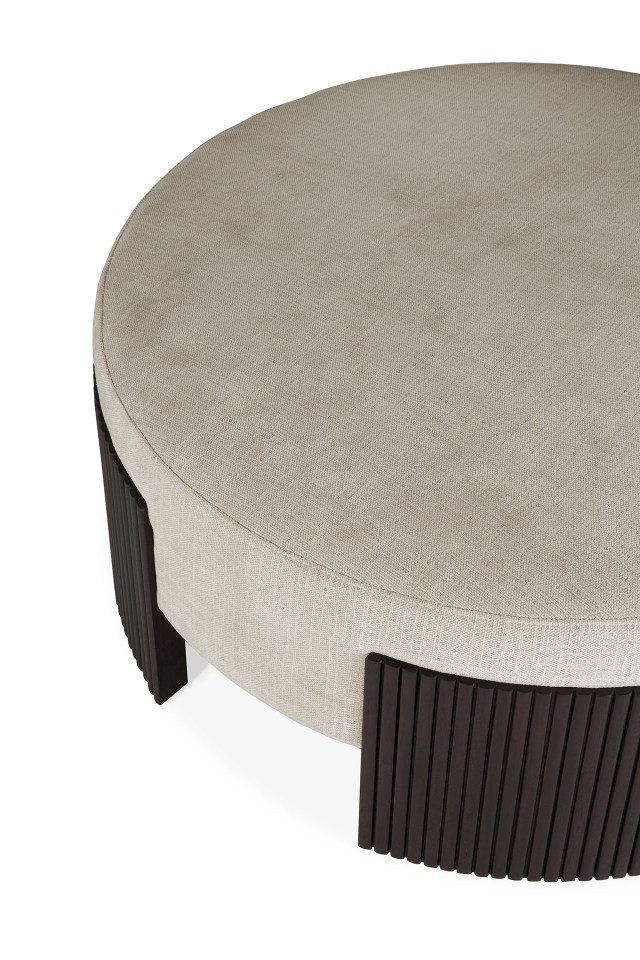 Roller Max Pouf Acajou Marron Foncé / Tissu Riz Ethnicraft