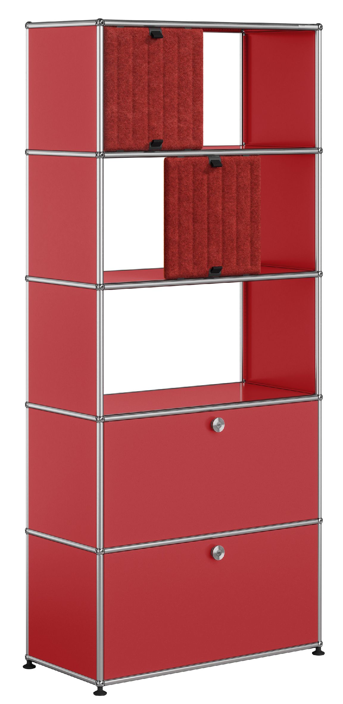 USM Haller Étagère avec panneaux souples M69 rouge rubis