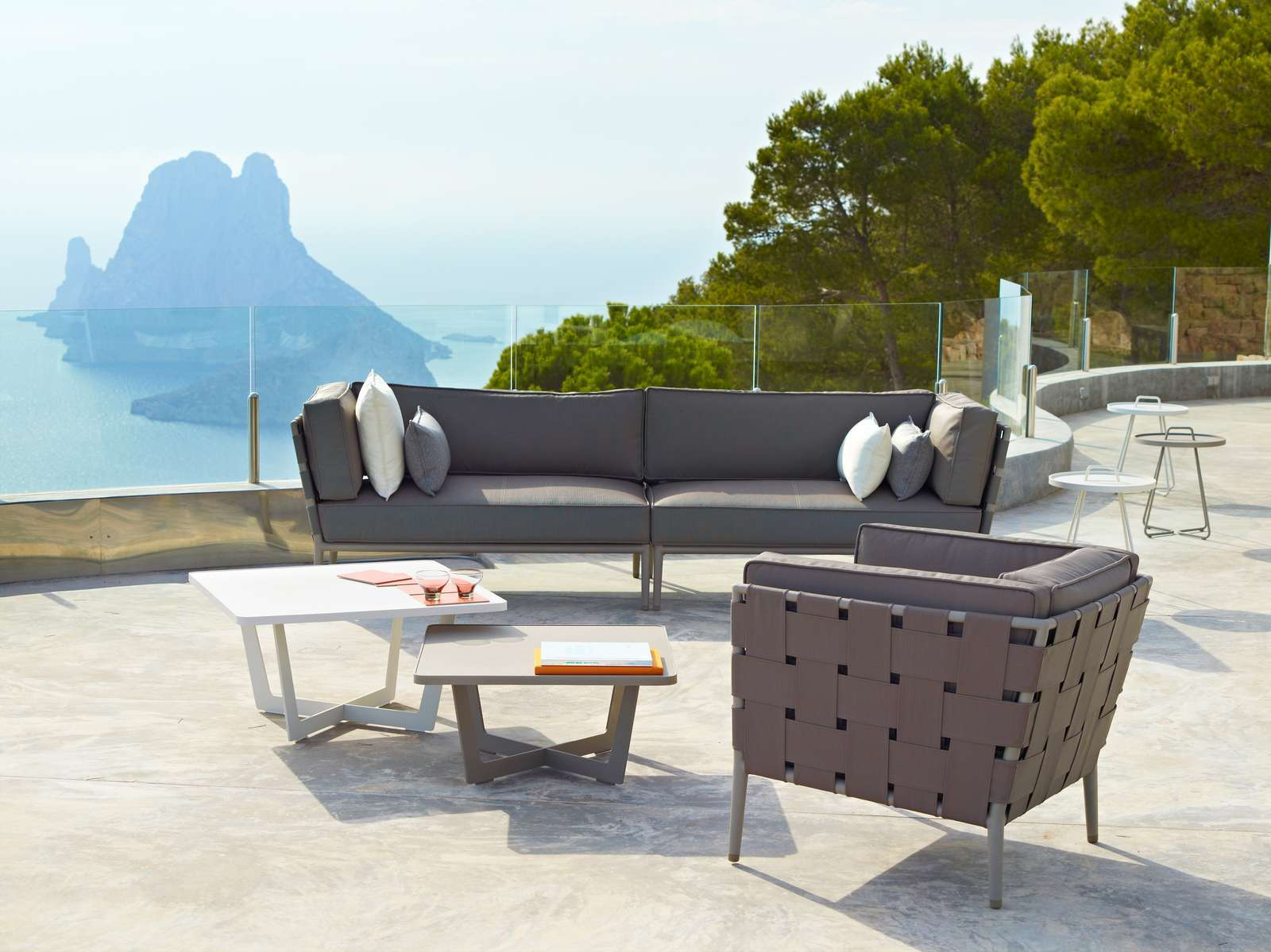 Conic Outdoor Canapé modulable 2 places gauche gris Cane-Line