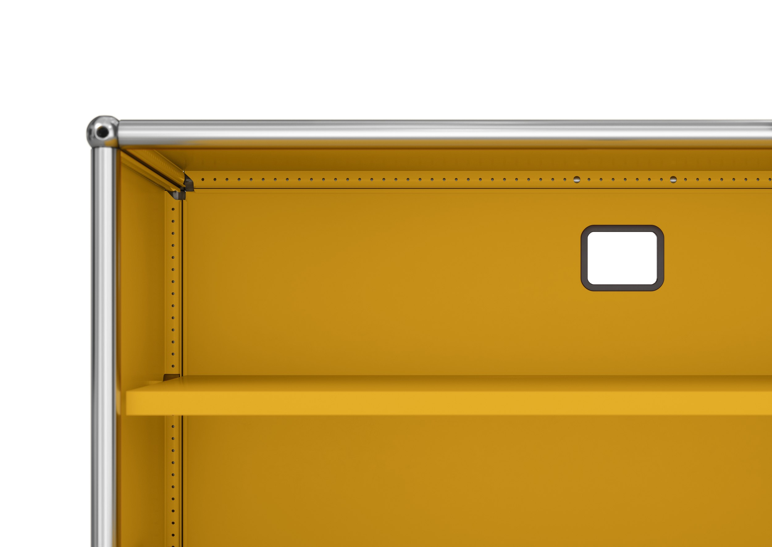 USM Haller Lowboard sur roulettes avec 2 portes pliantes Jaune gold USM Haller Lowboard sur roulettes avec 2 portes pliantes Jaune gold