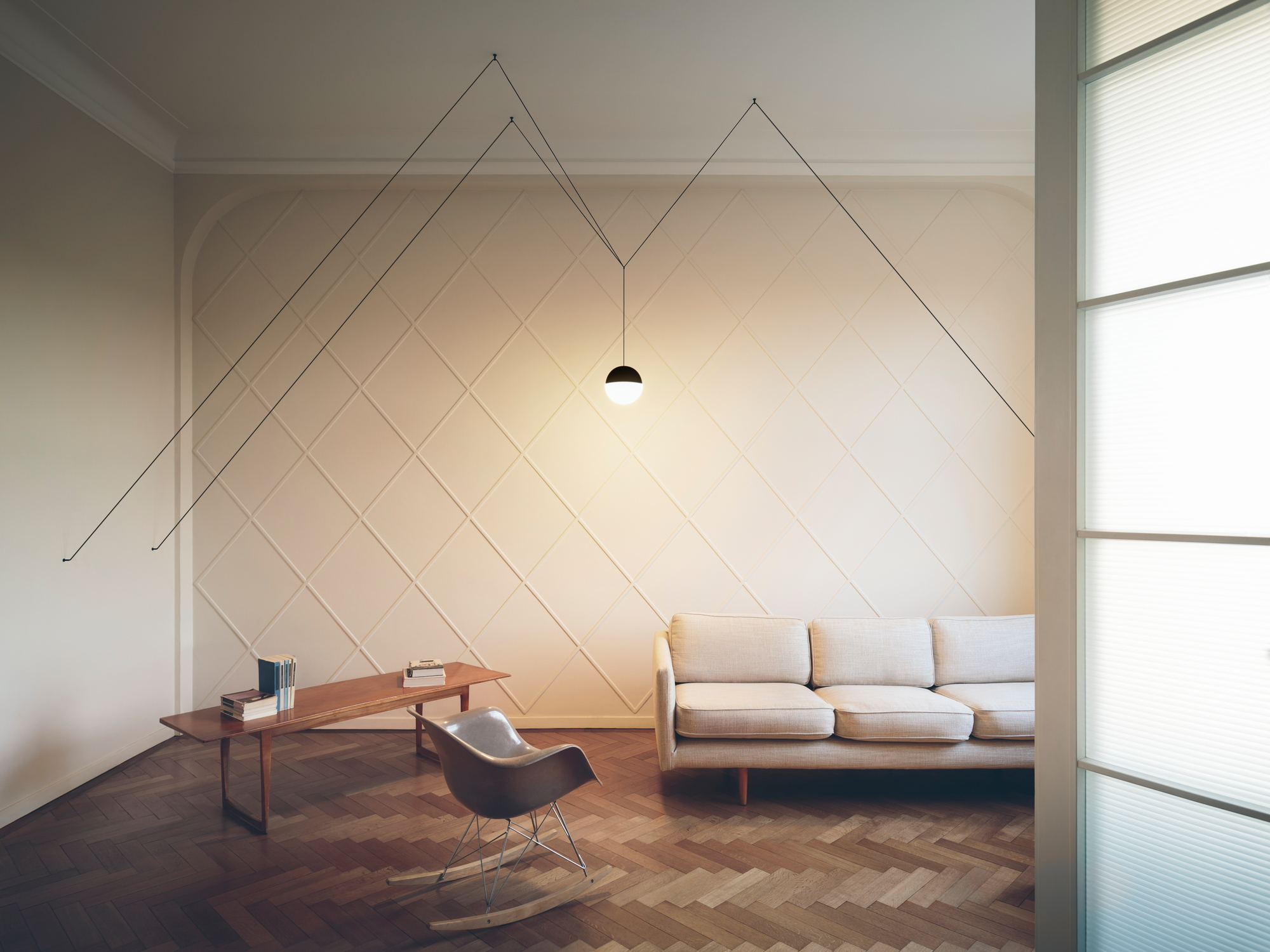 String Light Sphere Head Lampe suspension Flos