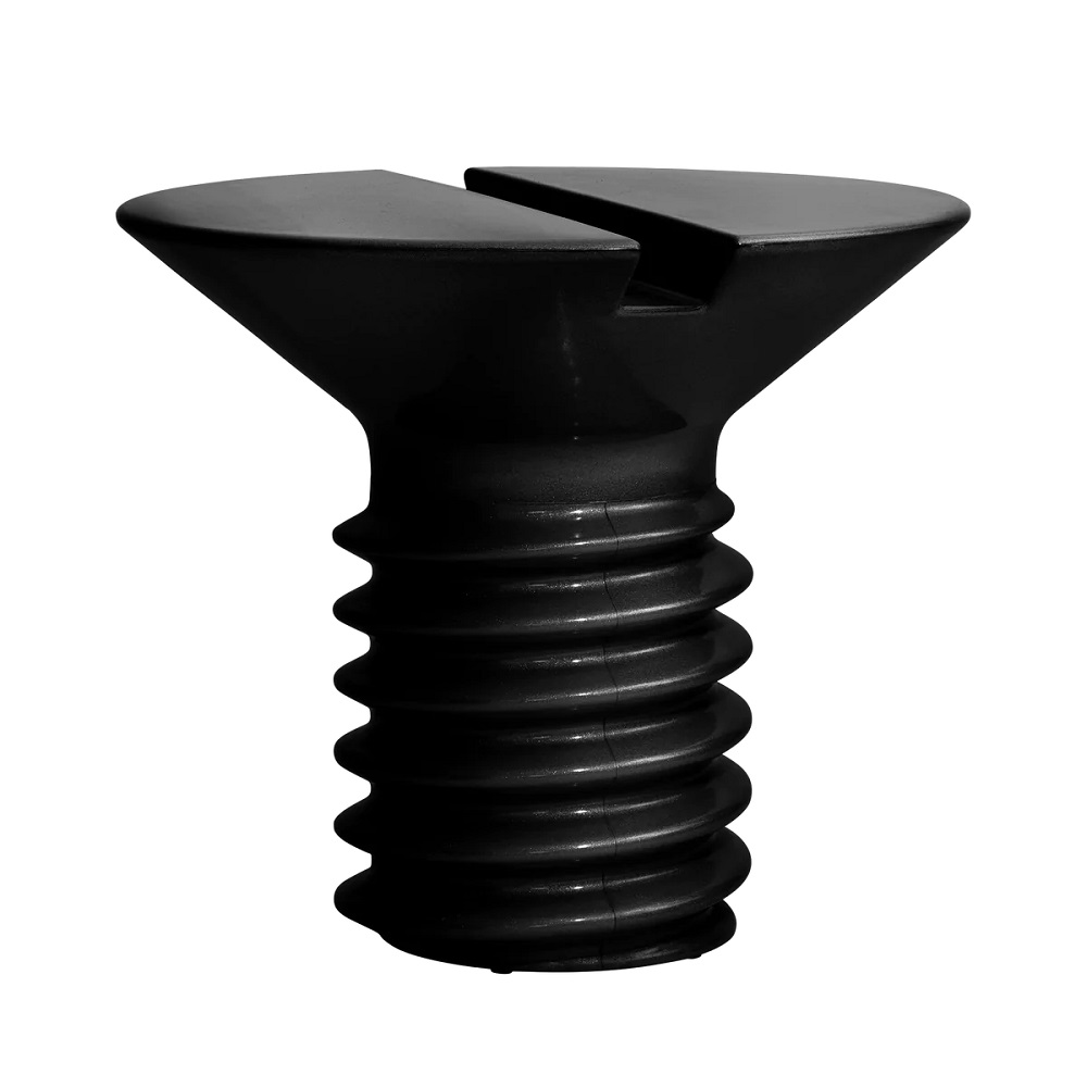 Schwarzer Screw Tisch von Eero Aarnio Originals, kleiner Design Beistelltisch in Schraubenform.