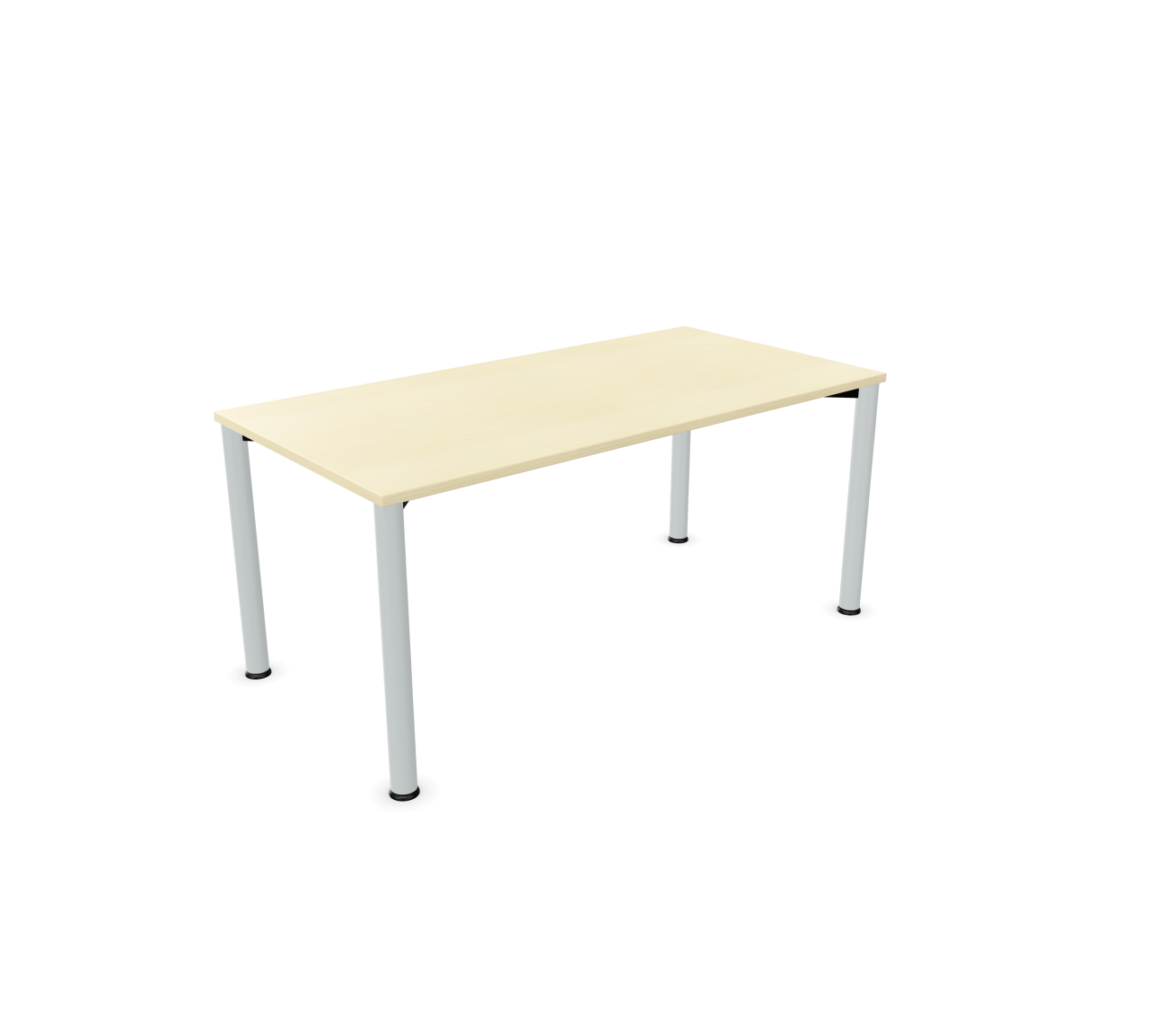 Systo Tec Besprechungstisch von Palmberg: Rechteckiger Konferenztisch mit hellem Holzdekor und silberfarbenem Metallgestell.