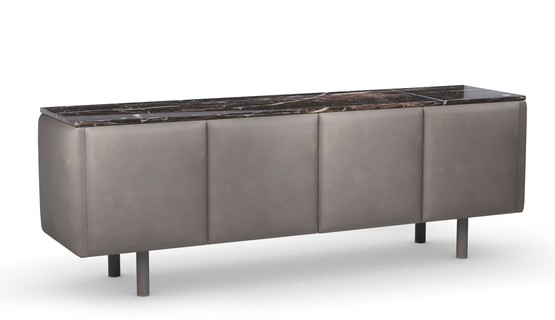 Turi Sideboard Saint Laurent marbre et cuir taupe Mansi London