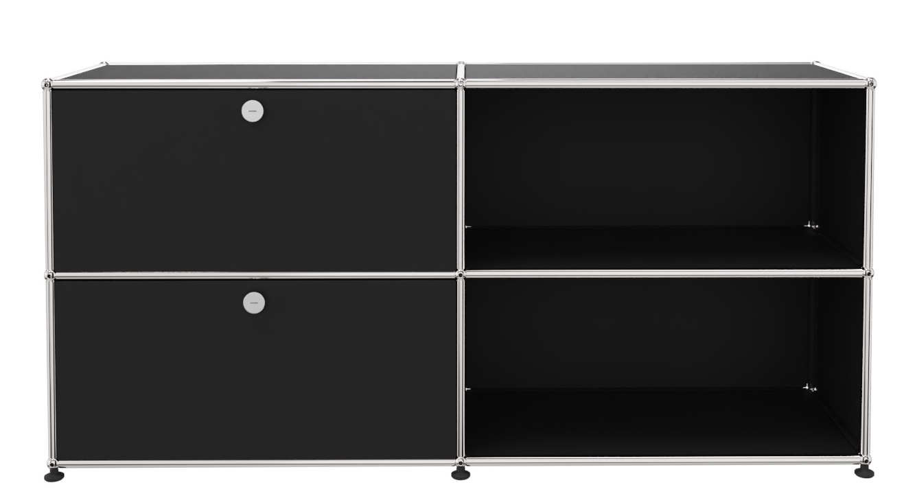 USM Haller Buffet 2 Open / 2 Flaps à gauche Noir graphite - FAST DELIVERY