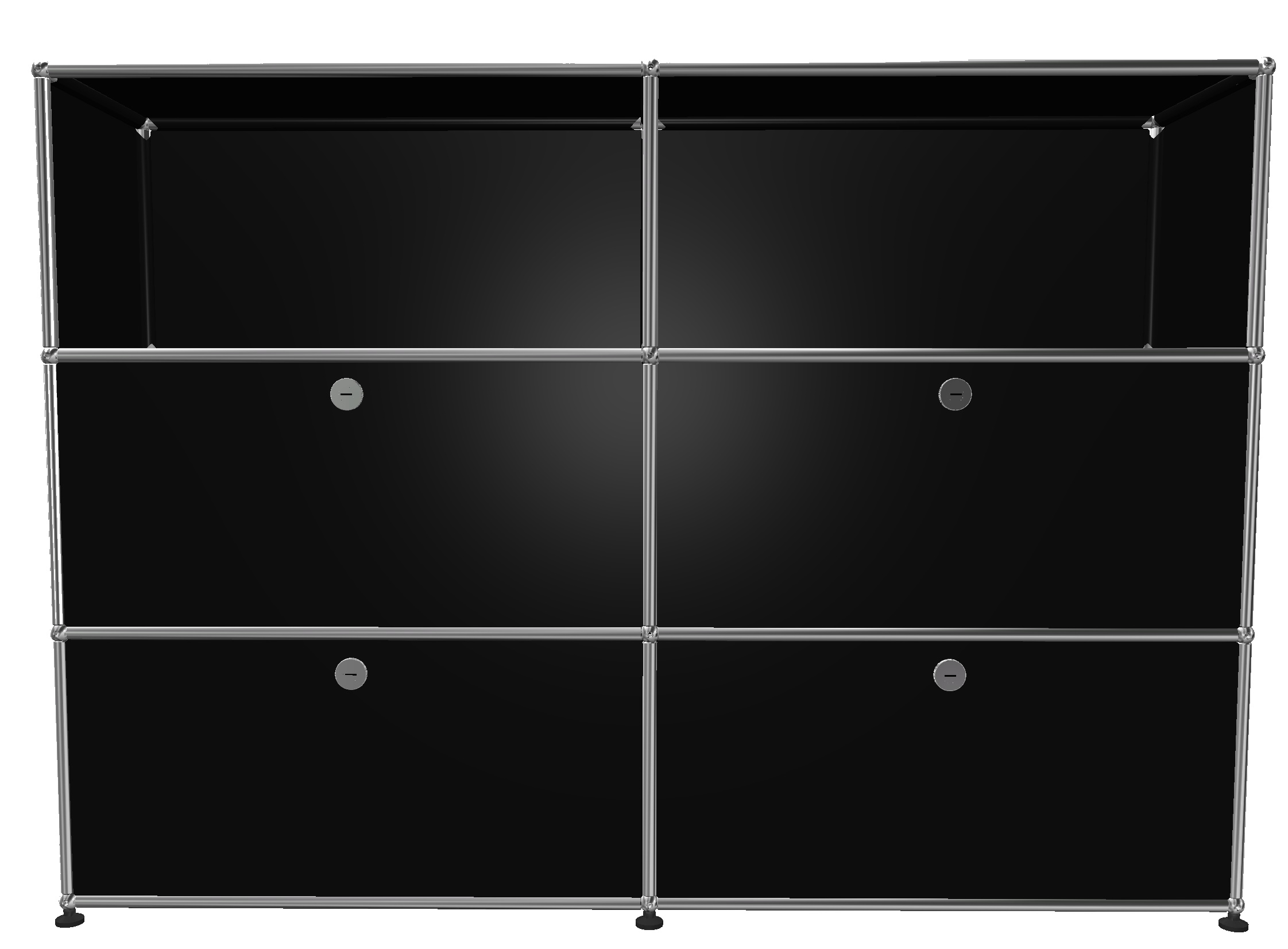 USM Haller Highboard 2 Open / 2 Flaps / 2 Drawer Noir graphite - FAST DELIVERY       