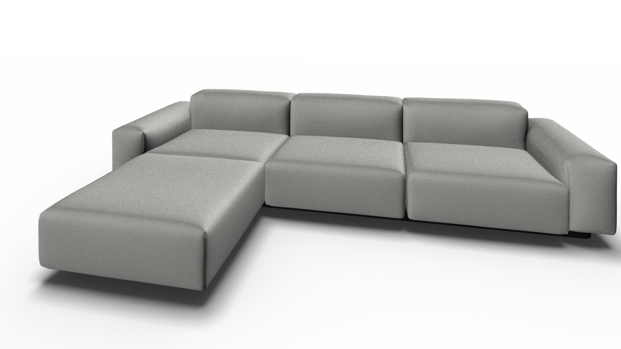 Soft Modular canapé 3 Places avec Chaise longue Laser gris pierre Vitra