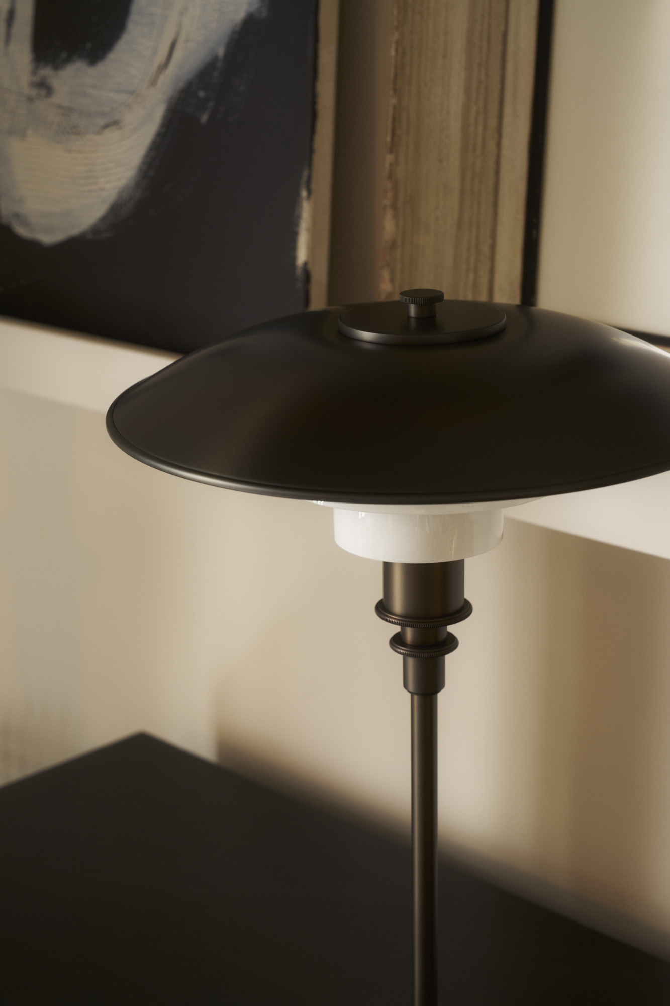 PH 3/2 Aged Brass Opal Lampe de table Louis Poulsen