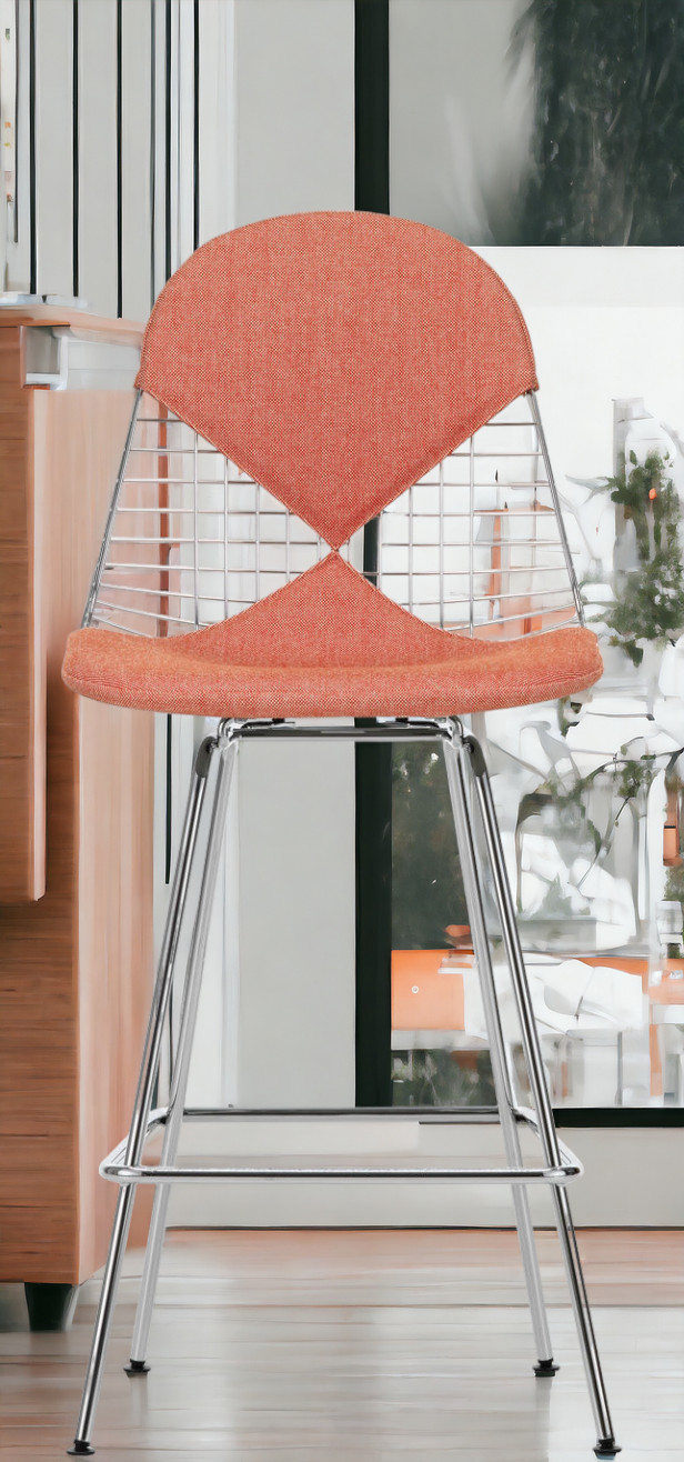 Eames Wire Bar Stool Tabouret de bar moyen avec assise et dossier rembourrés Vitra  