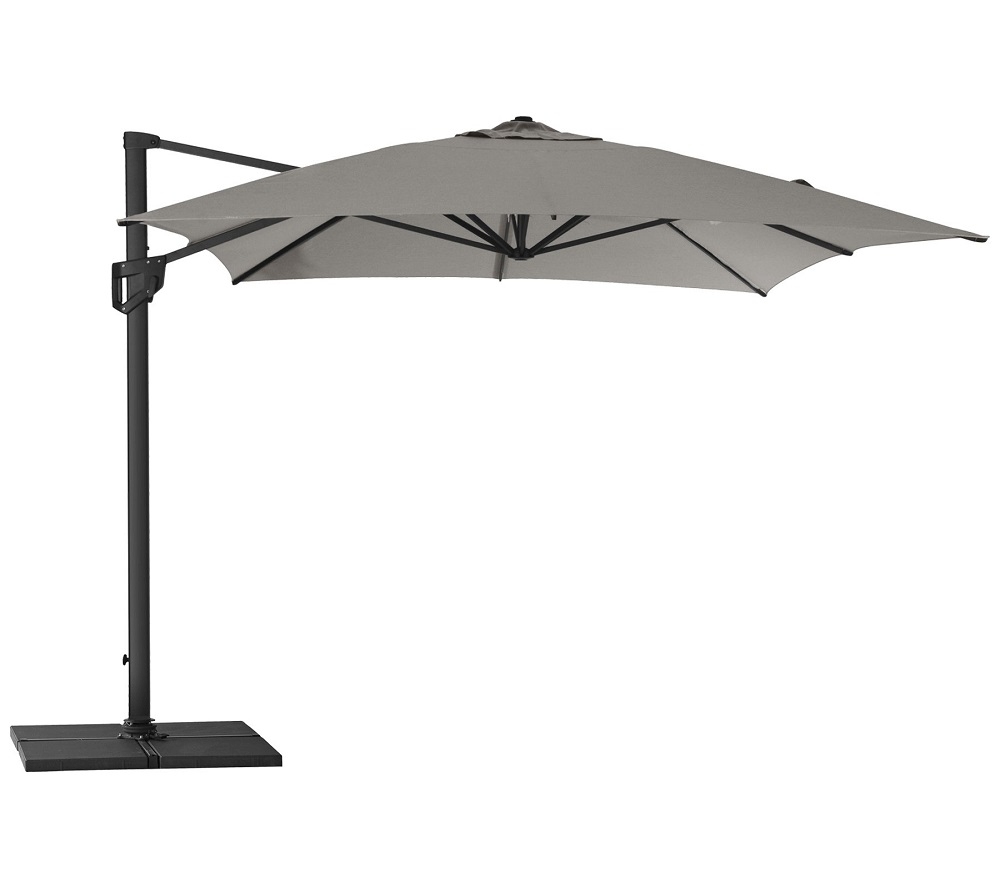 Hyde Luxe Sonnenschirm in Taupe mit Fuß von Cane-Line für den Garten.