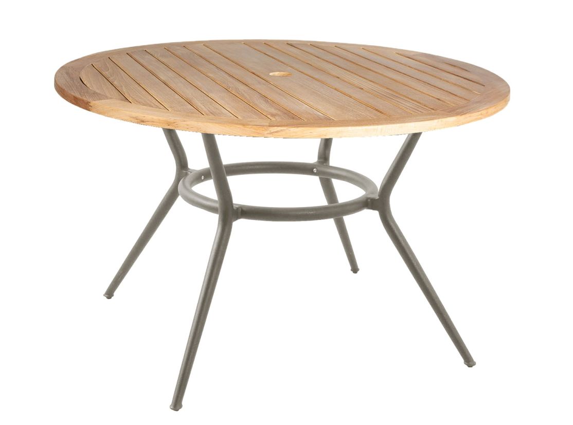 Joy Outdoor Table à manger ronde Teck Pied Taupe Cane-Line