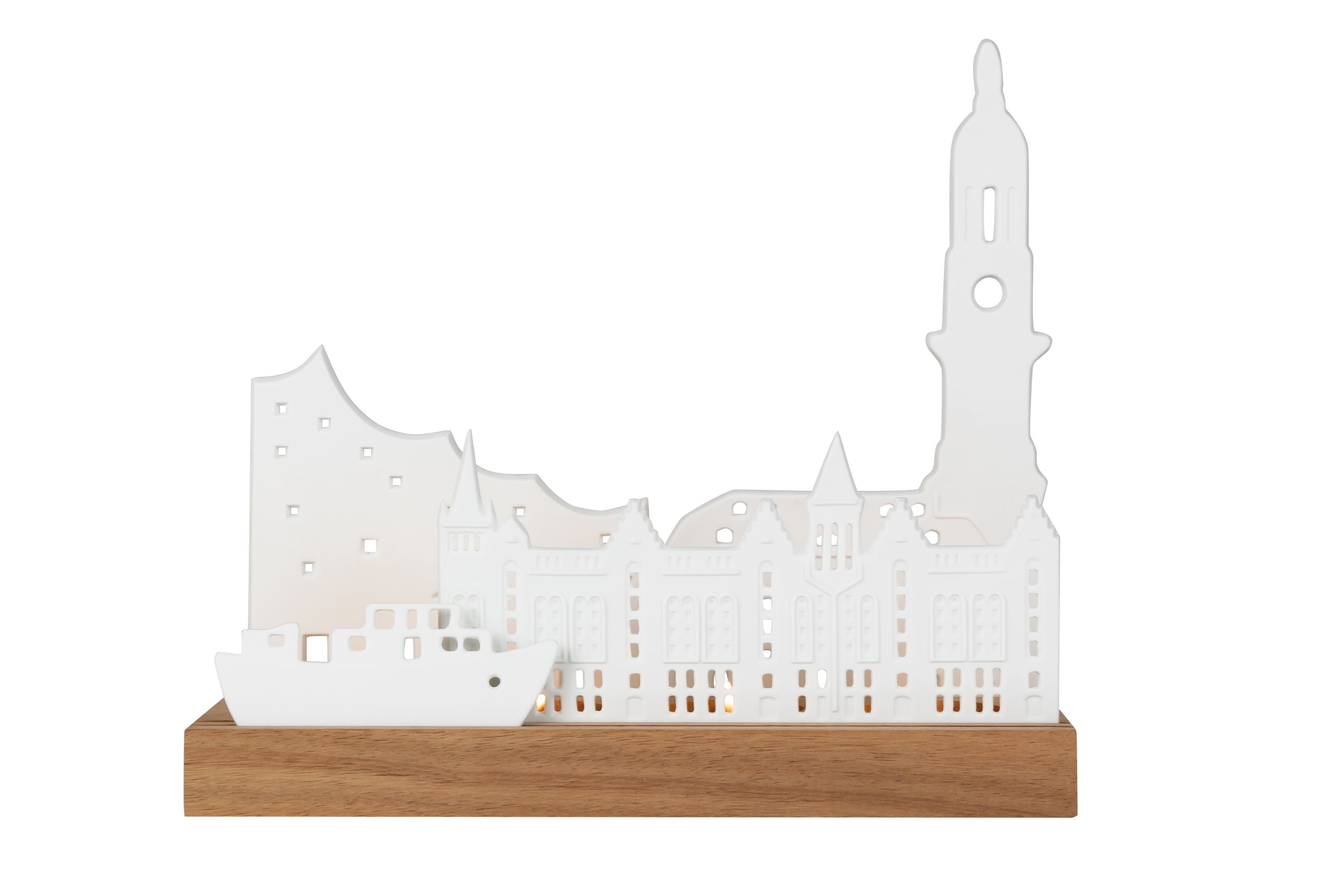 Objet lumineux Silhouette de la ville de Hambourg Roues