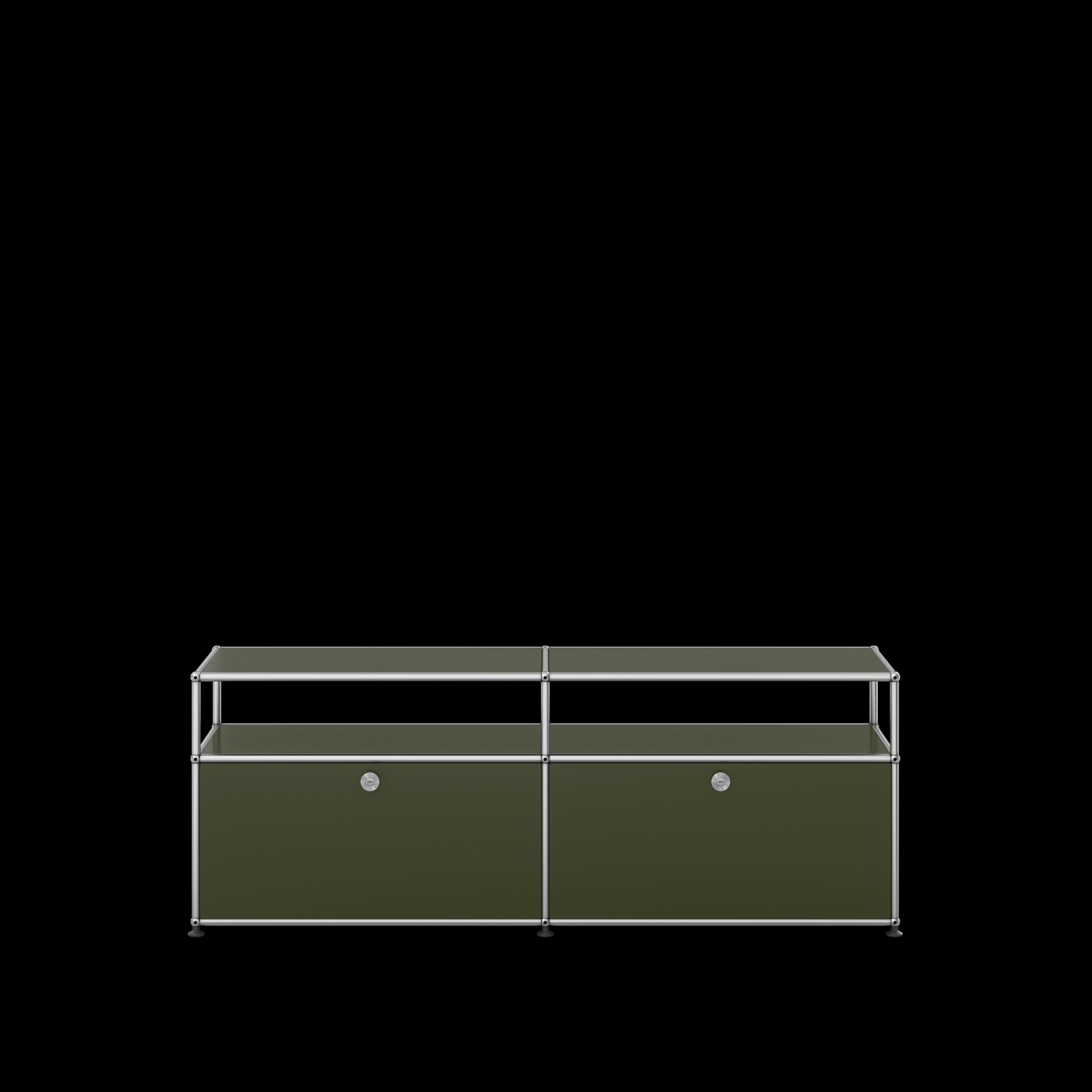 USM Haller Lowboard avec deux portes rabattables Vert olive NOUVEAU TEINTE STANDARD