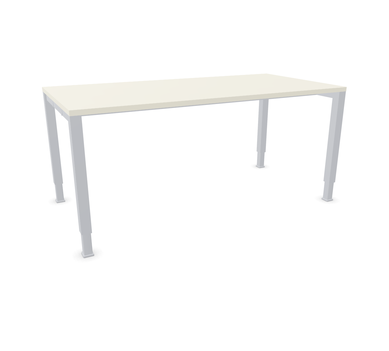 Basic 4 Besprechungstisch von König+Neurath mit heller Tischplatte und silberfarbenem Gestell.