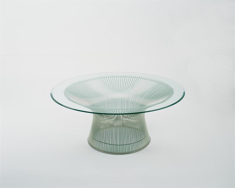 Platner Table basse cristal / nickel poli Knoll International - BOURSE RAPIDE