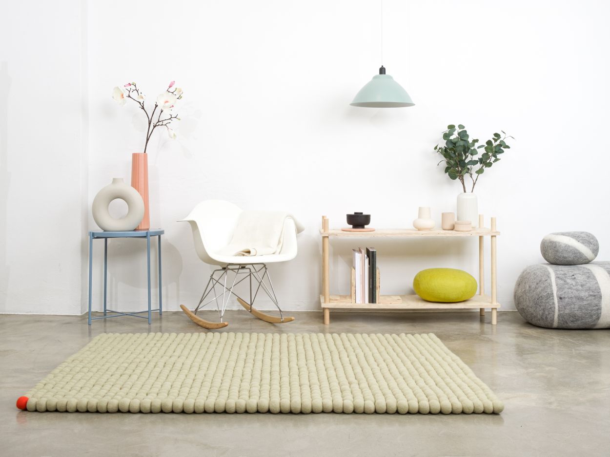 Big One Rectangulaire Tapis en feutre 140 x 200 cm myfelt Beige vert