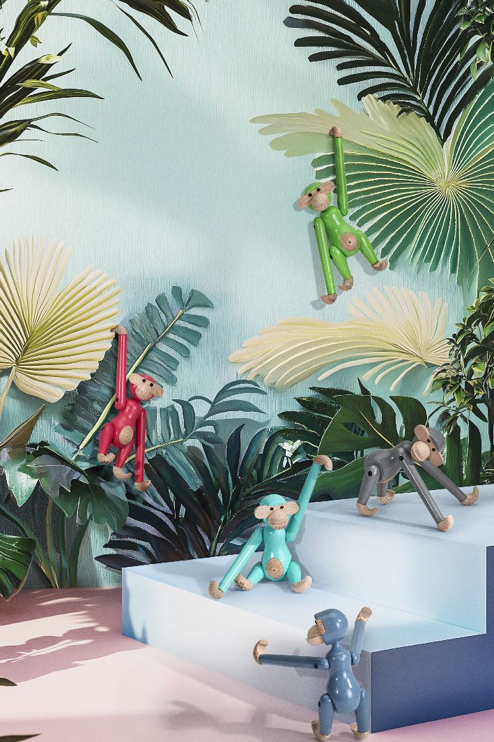 Singe mini coloré Kay Bojesen turquoise